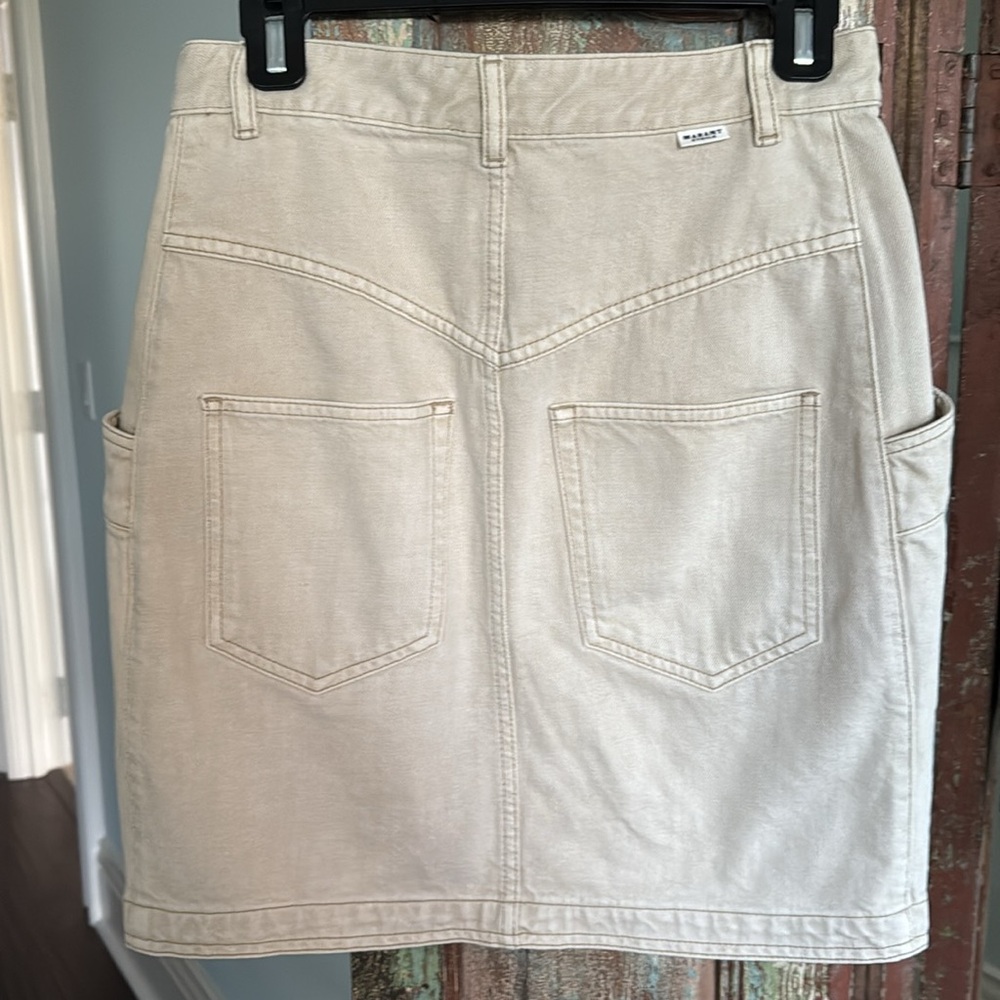 Isabel Marant Etoile Button-Front Beige Denim Ski… - image 7